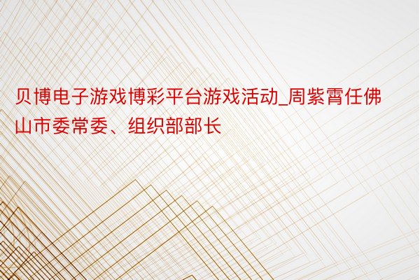 贝博电子游戏博彩平台游戏活动_周紫霄任佛山市委常委、组织部部长