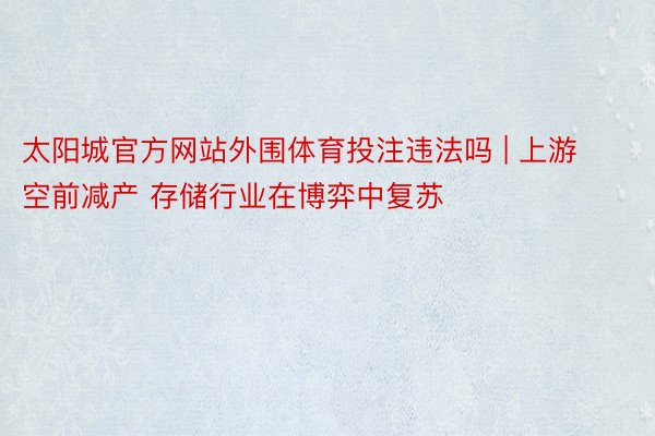 太阳城官方网站外围体育投注违法吗 | 上游空前减产 存储行业在博弈中复苏